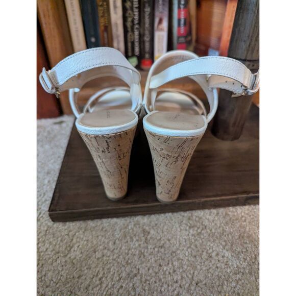 Tommy Hilfiger Women's Size 10M White Leather Wedge Open Toe Sandals - Picture 3 of 6